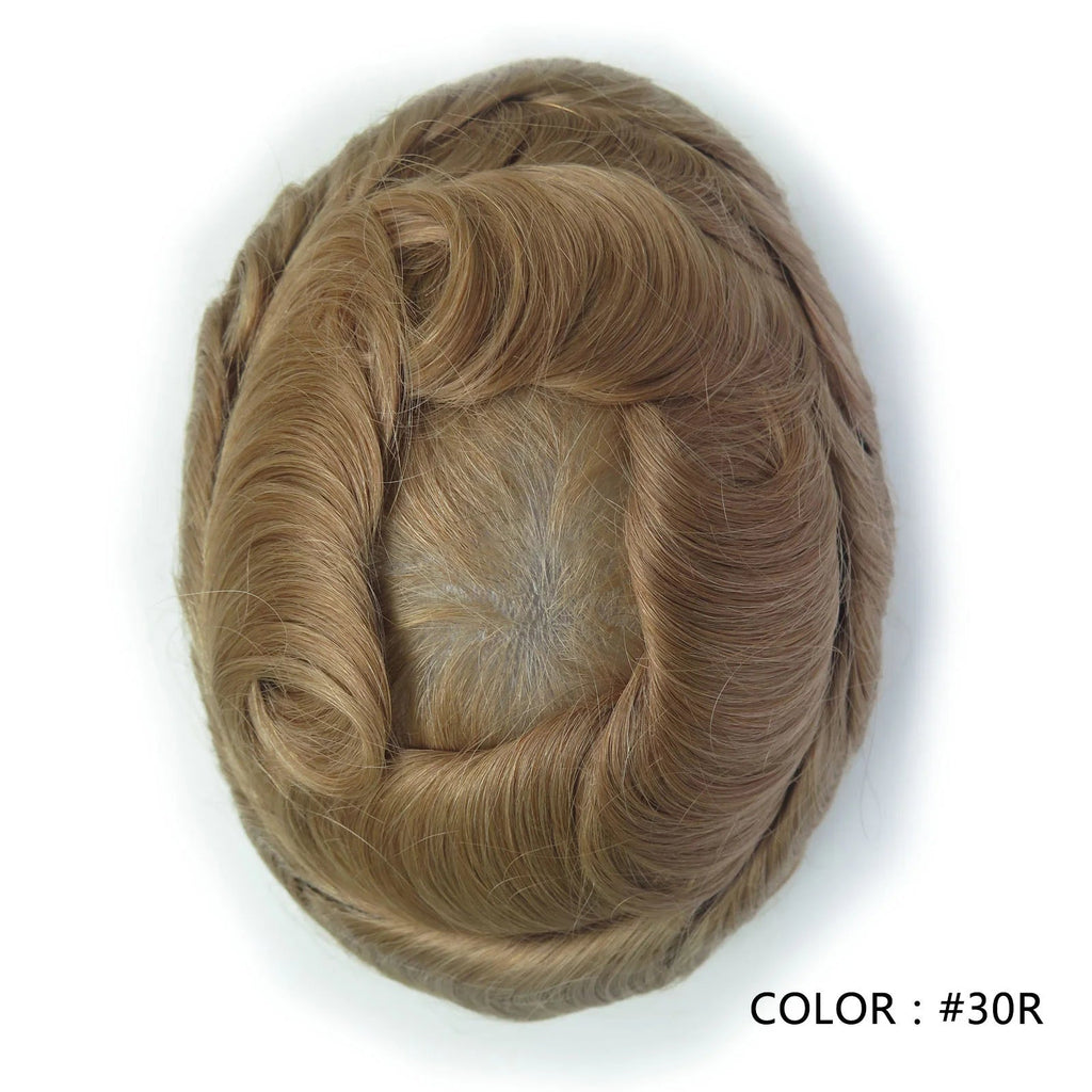 4 Ultra Thin Skin Men's Indian Hair Remy Toupee Antibacterial PU Base Hair Replacement System Natural V-looped Hairline - Cozy & Co. Market