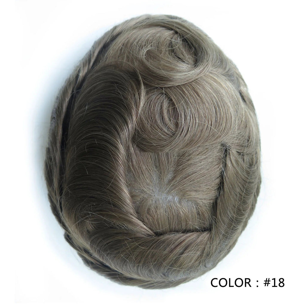 4 Ultra Thin Skin Men's Indian Hair Remy Toupee Antibacterial PU Base Hair Replacement System Natural V-looped Hairline - Cozy & Co. Market
