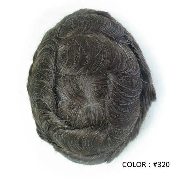 4 Ultra Thin Skin Men's Indian Hair Remy Toupee Antibacterial PU Base Hair Replacement System Natural V-looped Hairline - Cozy & Co. Market