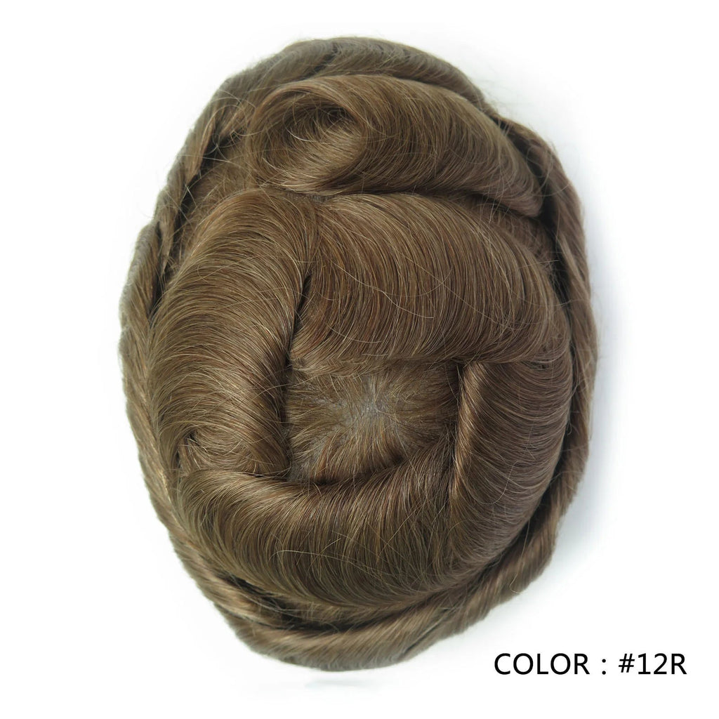 4 Ultra Thin Skin Men's Indian Hair Remy Toupee Antibacterial PU Base Hair Replacement System Natural V-looped Hairline - Cozy & Co. Market