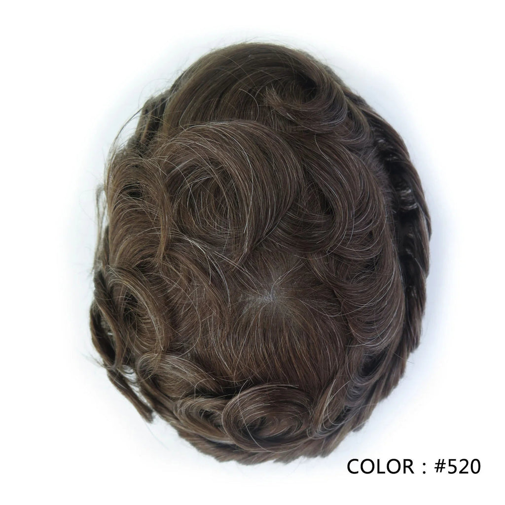 4 Ultra Thin Skin Men's Indian Hair Remy Toupee Antibacterial PU Base Hair Replacement System Natural V-looped Hairline - Cozy & Co. Market