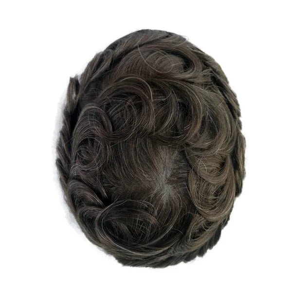 4 Ultra Thin Skin Men's Indian Hair Remy Toupee Antibacterial PU Base Hair Replacement System Natural V-looped Hairline - Cozy & Co. Market