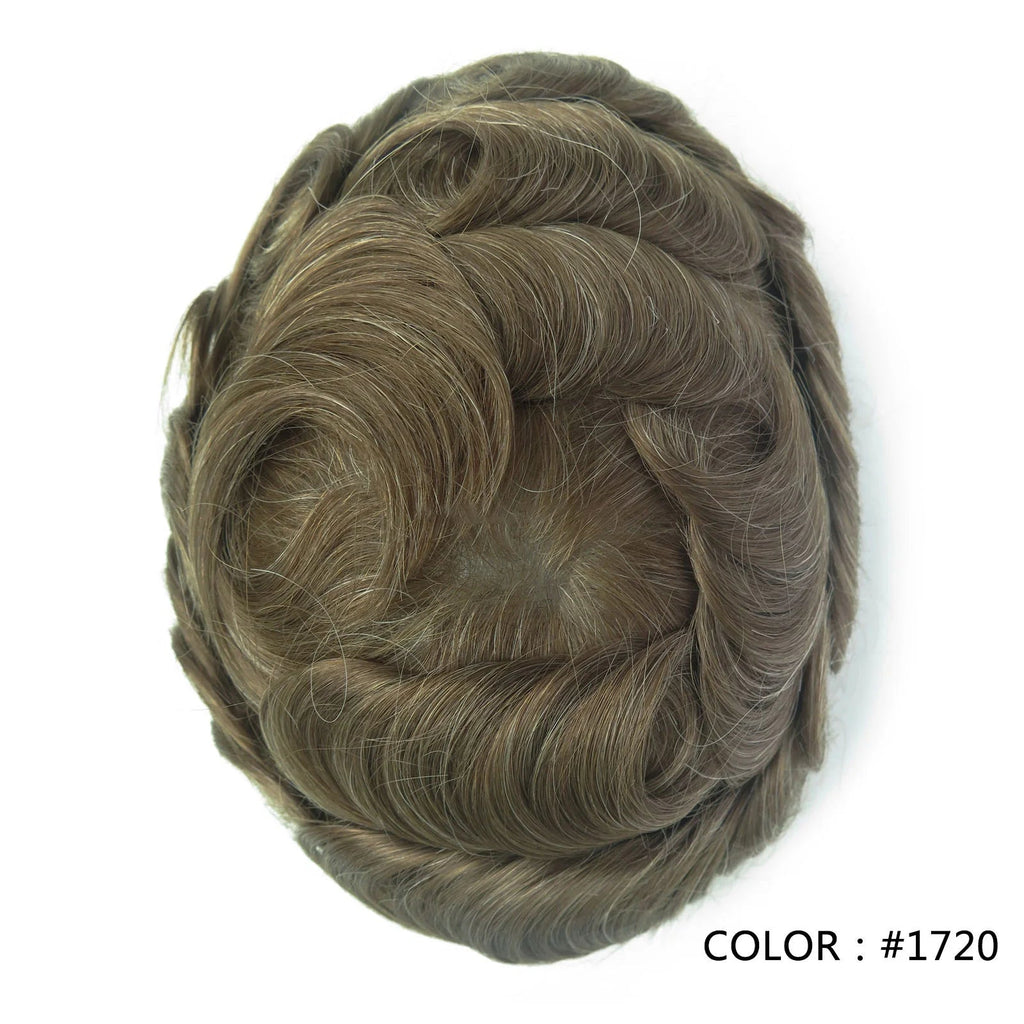4 Ultra Thin Skin Men's Indian Hair Remy Toupee Antibacterial PU Base Hair Replacement System Natural V-looped Hairline - Cozy & Co. Market