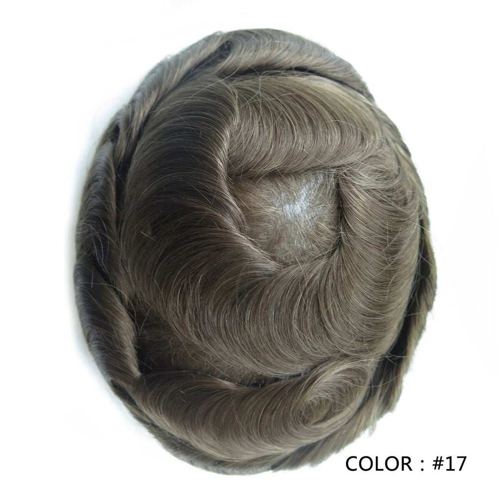 4 Ultra Thin Skin Men's Indian Hair Remy Toupee Antibacterial PU Base Hair Replacement System Natural V-looped Hairline - Cozy & Co. Market