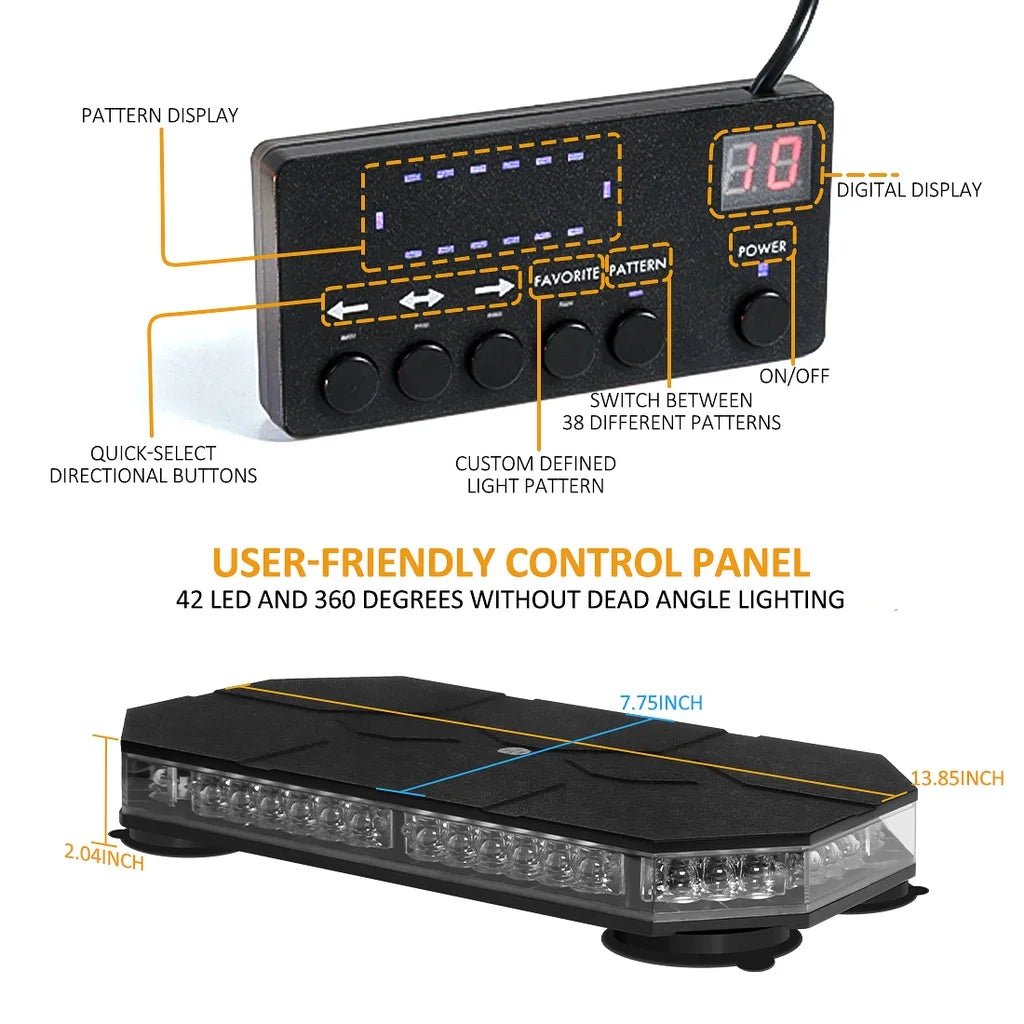 42 LED Car Roof Top Strobe Lights Emergency Warning Safety Beacon Magnetic Mount For Truck Ambulance Snow Plow police lights bli - Cozy & Co. Market