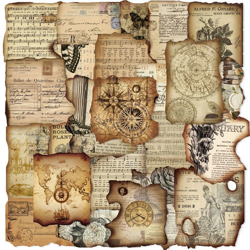 50 Pcs Vintage Burnt Stickers, Historical Creative Decorative Stickers for Scrapbook Junk Journal Collage DIY Crafts - Cozy & Co. Market