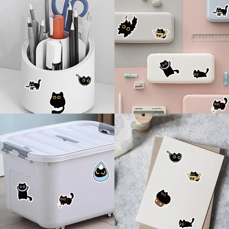 500 PCS Cute Cat Stickers - Adhesive Cartoon Decals for Water Bottle Laptop Scrapbook Journal Card Envelope - Bulk Office Suppl - Cozy & Co. Market