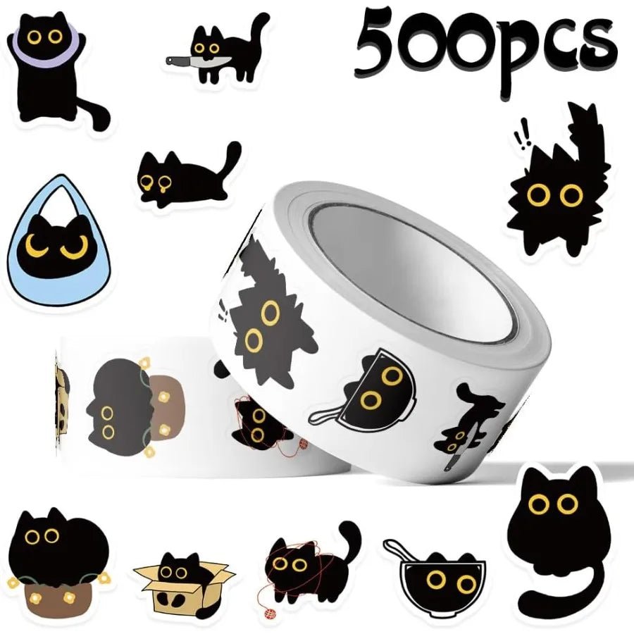 500 PCS Cute Cat Stickers - Adhesive Cartoon Decals for Water Bottle Laptop Scrapbook Journal Card Envelope - Bulk Office Suppl - Cozy & Co. Market