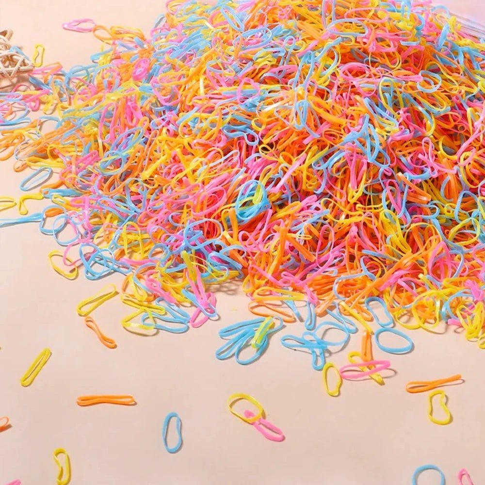 500/1000/2000pcs Girls Colourful Disposable Rubber Band Hair Ties Headband Children Ponytail Holder Bands Kids Hair Accessories - Cozy & Co. Market