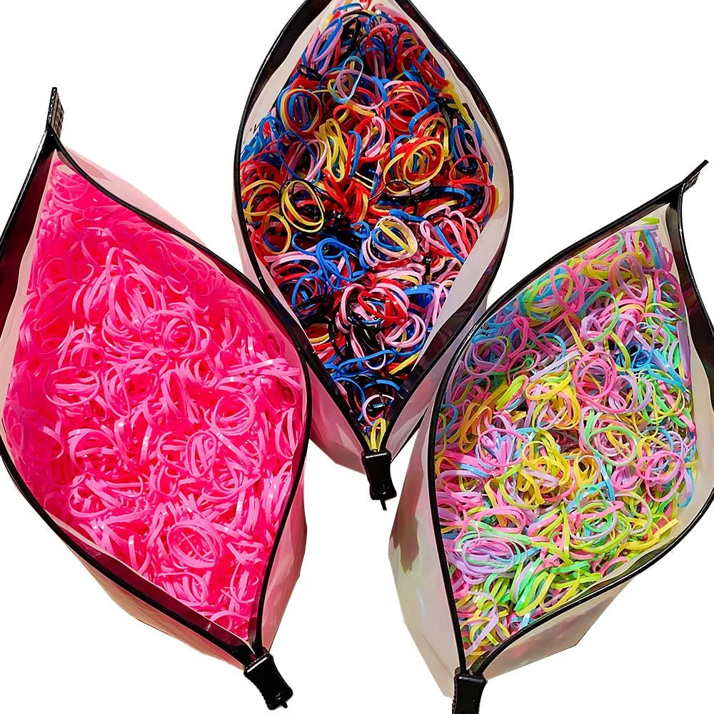 500/1000/2000pcs Girls Colourful Disposable Rubber Band Hair Ties Headband Children Ponytail Holder Bands Kids Hair Accessories - Cozy & Co. Market