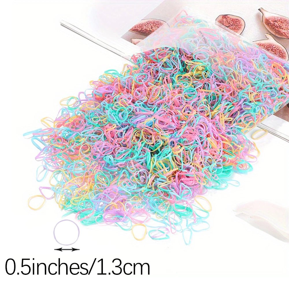 500/1000/2000pcs Girls Colourful Disposable Rubber Band Hair Ties Headband Children Ponytail Holder Bands Kids Hair Accessories - Cozy & Co. Market