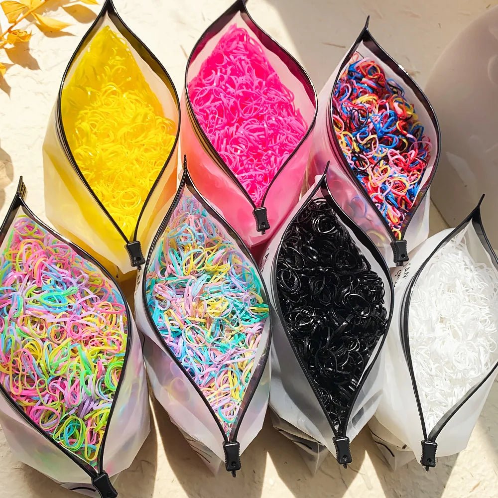 500/1000/2000pcs Girls Colourful Disposable Rubber Band Hair Ties Headband Children Ponytail Holder Bands Kids Hair Accessories - Cozy & Co. Market