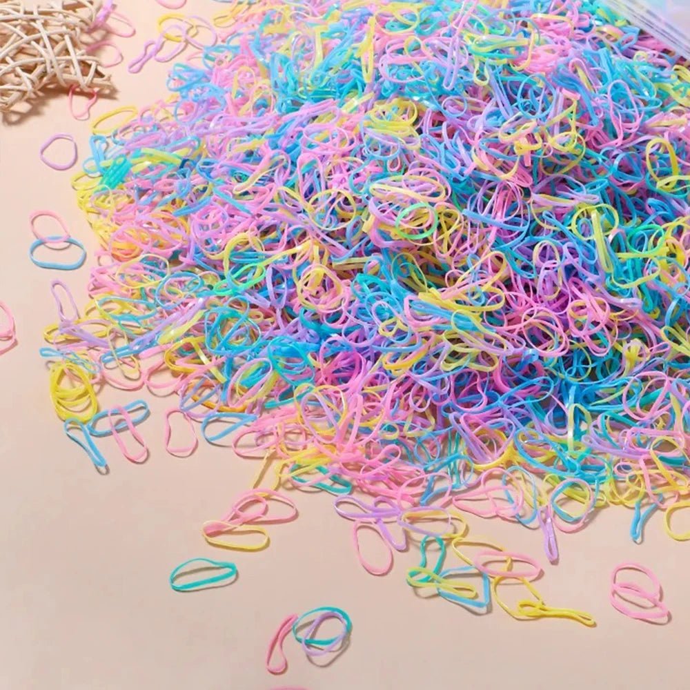 500/1000/2000pcs Girls Colourful Disposable Rubber Band Hair Ties Headband Children Ponytail Holder Bands Kids Hair Accessories - Cozy & Co. Market