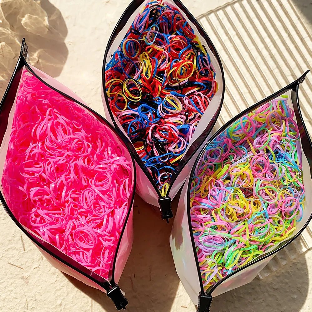 500/1000/2000pcs Girls Colourful Disposable Rubber Band Hair Ties Headband Children Ponytail Holder Bands Kids Hair Accessories - Cozy & Co. Market
