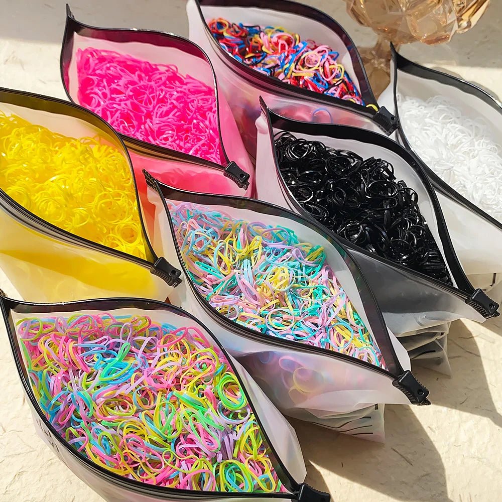 500/1000/2000pcs Girls Colourful Disposable Rubber Band Hair Ties Headband Children Ponytail Holder Bands Kids Hair Accessories - Cozy & Co. Market