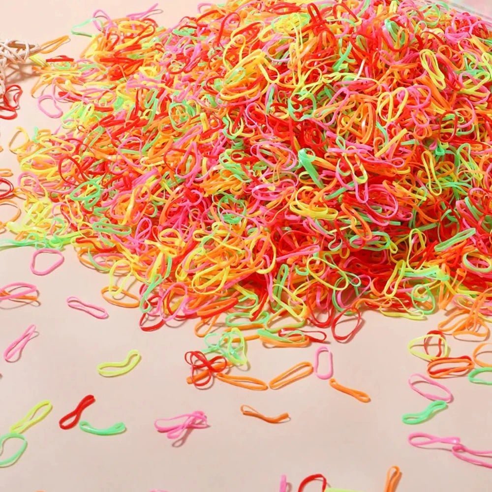 500/1000/2000pcs Girls Colourful Disposable Rubber Band Hair Ties Headband Children Ponytail Holder Bands Kids Hair Accessories - Cozy & Co. Market
