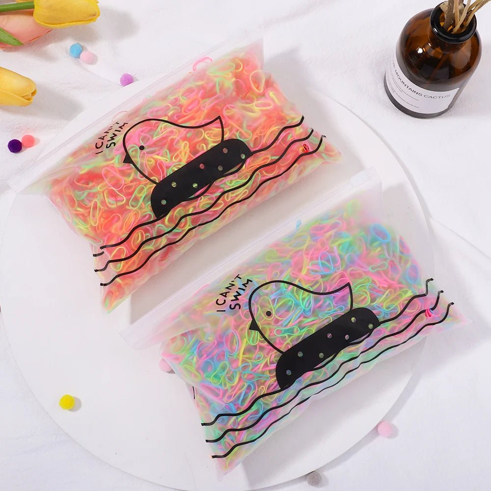 500/1000/2000pcs Girls Colourful Disposable Rubber Band Hair Ties Headband Children Ponytail Holder Bands Kids Hair Accessories - Cozy & Co. Market