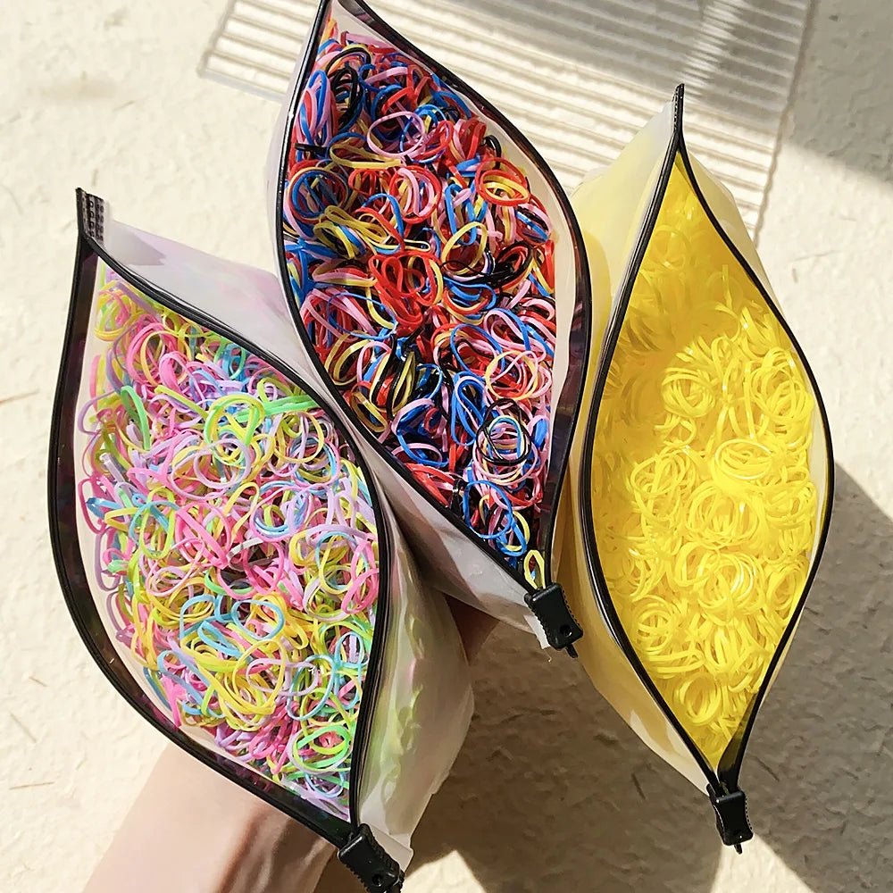 500/1000/2000pcs Girls Colourful Disposable Rubber Band Hair Ties Headband Children Ponytail Holder Bands Kids Hair Accessories - Cozy & Co. Market