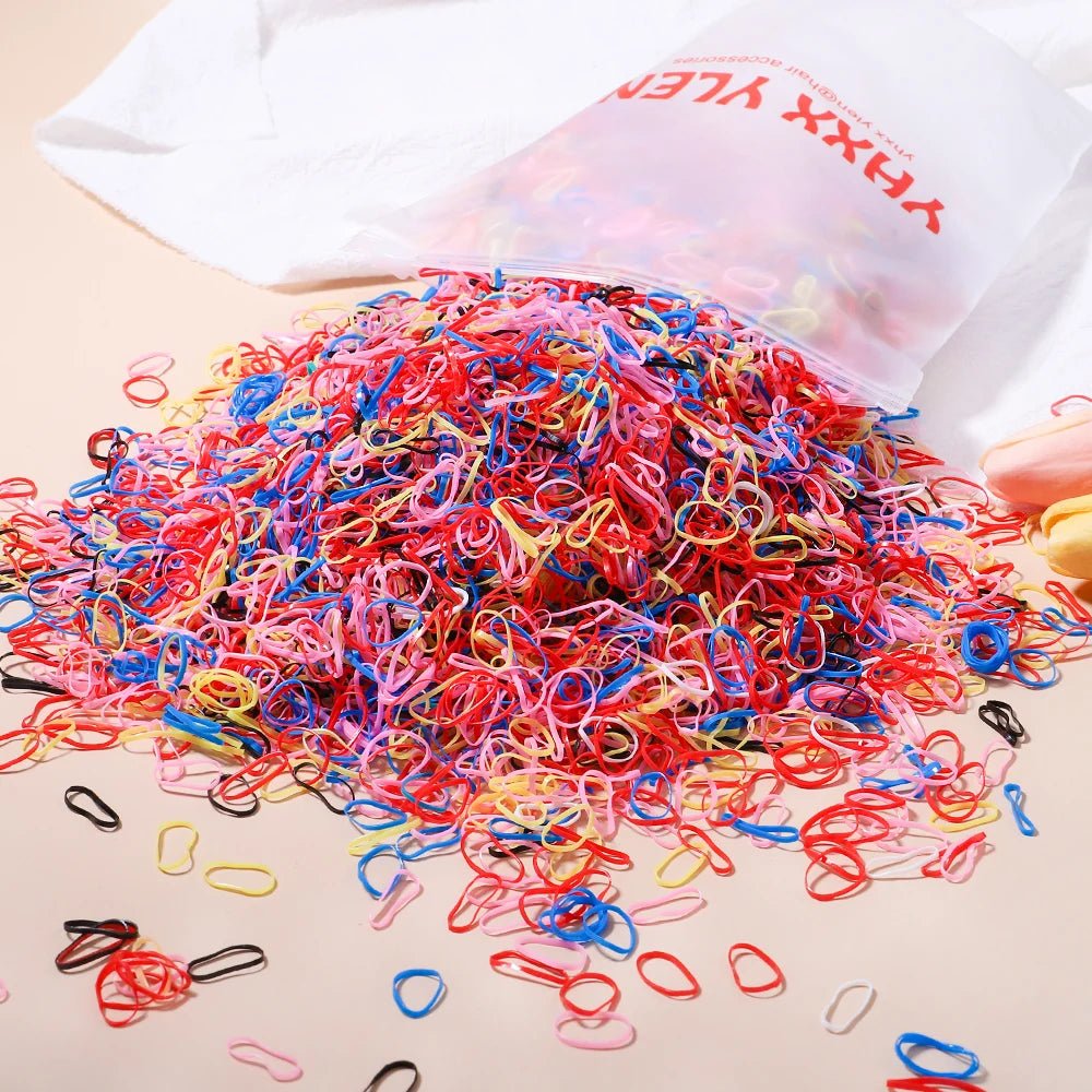 500/1000/2000pcs Girls Colourful Disposable Rubber Band Hair Ties Headband Children Ponytail Holder Bands Kids Hair Accessories - Cozy & Co. Market