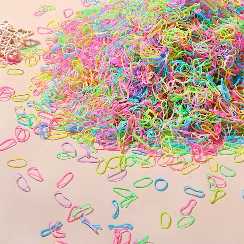 500/1000/2000pcs Girls Colourful Disposable Rubber Band Hair Ties Headband Children Ponytail Holder Bands Kids Hair Accessories - Cozy & Co. Market