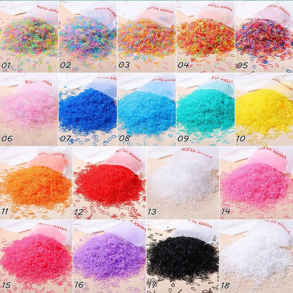 500/1000/2000pcs Girls Colourful Disposable Rubber Band Hair Ties Headband Children Ponytail Holder Bands Kids Hair Accessories - Cozy & Co. Market