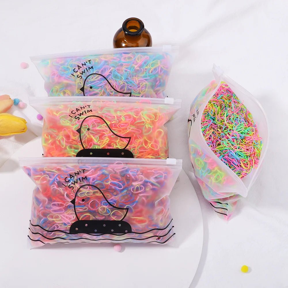 500/1000/2000pcs Girls Colourful Disposable Rubber Band Hair Ties Headband Children Ponytail Holder Bands Kids Hair Accessories - Cozy & Co. Market