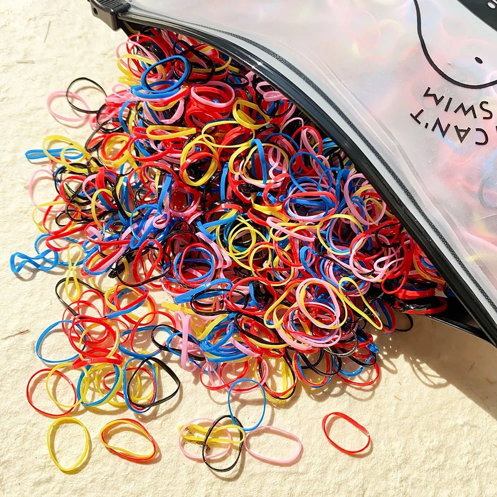 500/1000/2000pcs Girls Colourful Disposable Rubber Band Hair Ties Headband Children Ponytail Holder Bands Kids Hair Accessories - Cozy & Co. Market