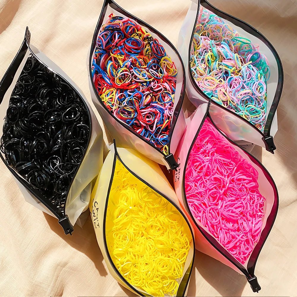 500/1000/2000pcs Girls Colourful Disposable Rubber Band Hair Ties Headband Children Ponytail Holder Bands Kids Hair Accessories - Cozy & Co. Market