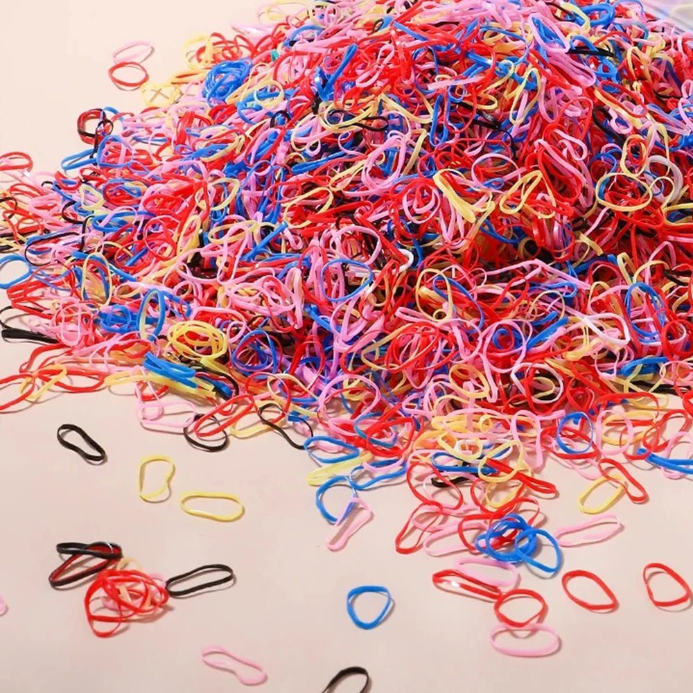 500/1000/2000pcs Girls Colourful Disposable Rubber Band Hair Ties Headband Children Ponytail Holder Bands Kids Hair Accessories - Cozy & Co. Market
