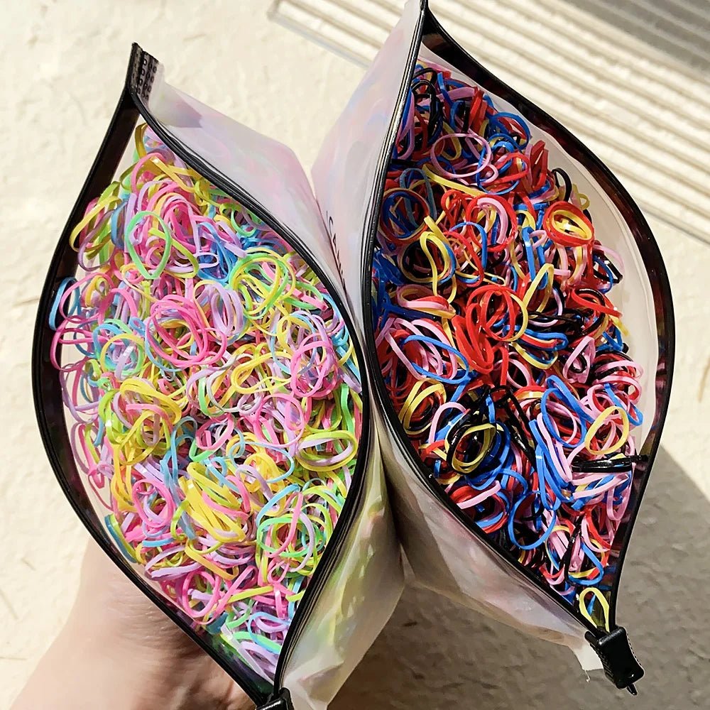 500/1000/2000pcs Girls Colourful Disposable Rubber Band Hair Ties Headband Children Ponytail Holder Bands Kids Hair Accessories - Cozy & Co. Market