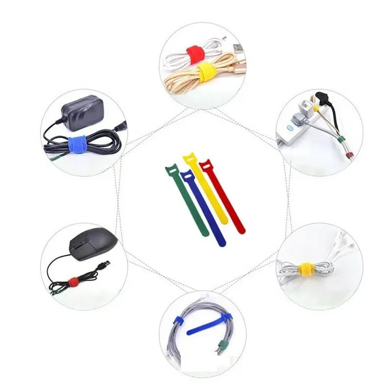 50/100Pcs Random color Velcro data cable computer cable storage classification Velcro management tape self-adhesive - Cozy & Co. Market