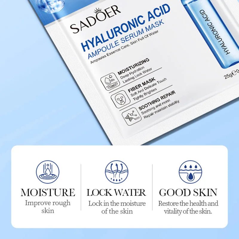 5/10pcs SADOER 24K Gold Vitamin C Hyaluronic Acid Face Mask Facial Moisturizing Firming Hydrating Facial Masks Skin Care - Cozy & Co. Market