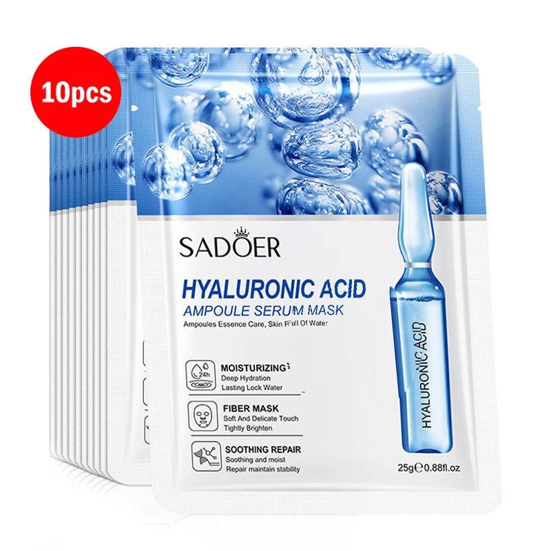 5/10pcs SADOER 24K Gold Vitamin C Hyaluronic Acid Face Mask Facial Moisturizing Firming Hydrating Facial Masks Skin Care - Cozy & Co. Market
