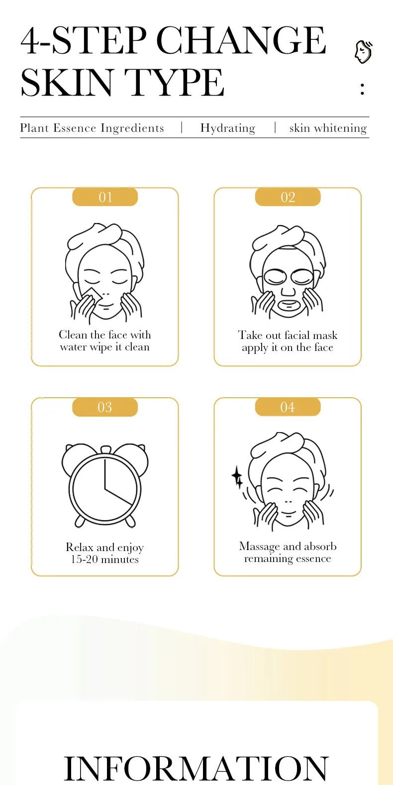 5/10pcs SADOER 24K Gold Vitamin C Hyaluronic Acid Face Mask Facial Moisturizing Firming Hydrating Facial Masks Skin Care - Cozy & Co. Market