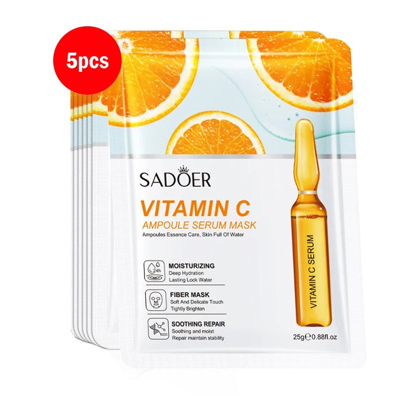 5/10pcs SADOER 24K Gold Vitamin C Hyaluronic Acid Face Mask Facial Moisturizing Firming Hydrating Facial Masks Skin Care - Cozy & Co. Market