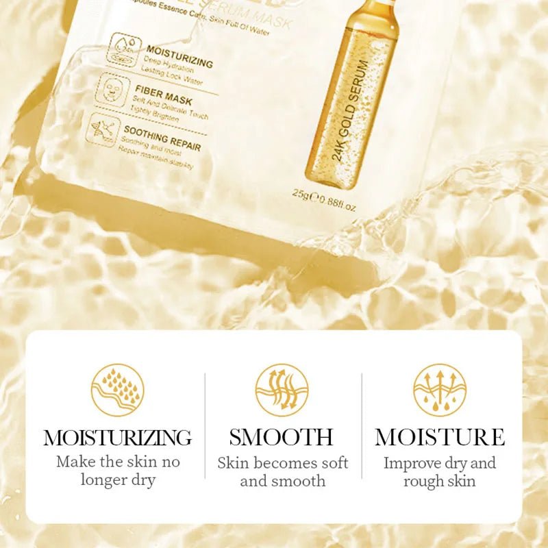 5/10pcs SADOER 24K Gold Vitamin C Hyaluronic Acid Face Mask Facial Moisturizing Firming Hydrating Facial Masks Skin Care - Cozy & Co. Market