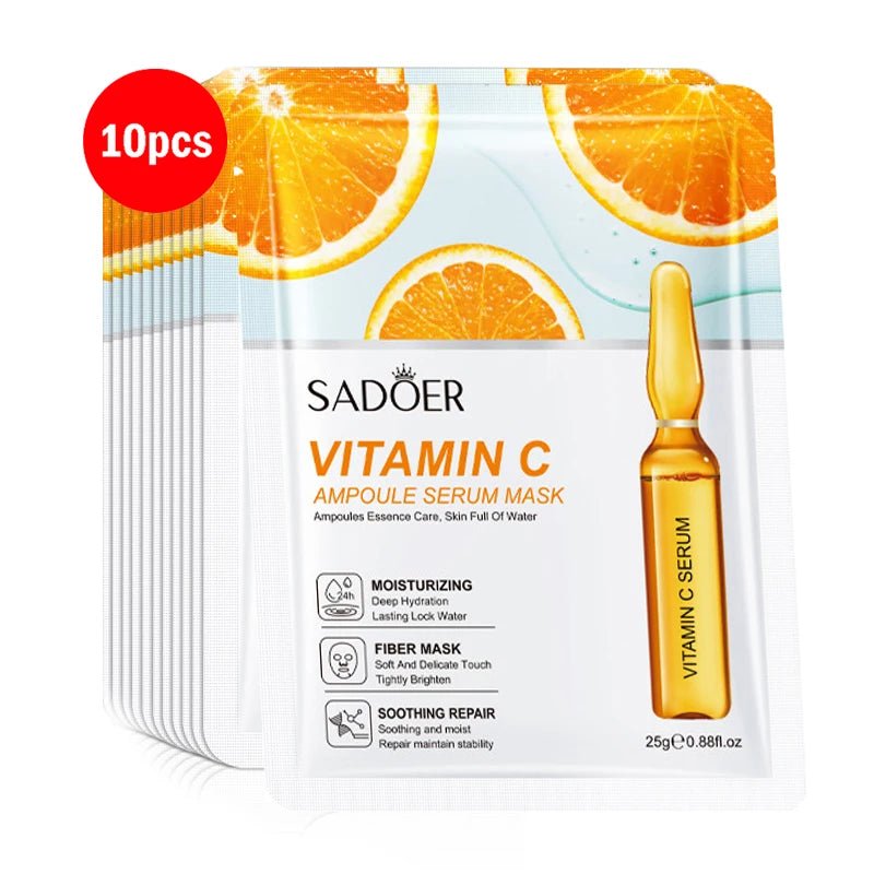 5/10pcs SADOER 24K Gold Vitamin C Hyaluronic Acid Face Mask Facial Moisturizing Firming Hydrating Facial Masks Skin Care - Cozy & Co. Market
