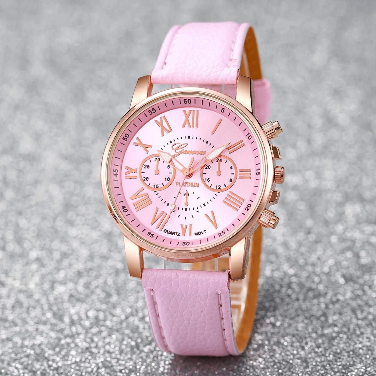 5/6PCS Fashion Women's Quartz Watch Leather Band Analog Wrist Watches Heart Rhinestone Jewelry Set(Without Box) - Cozy & Co. Market