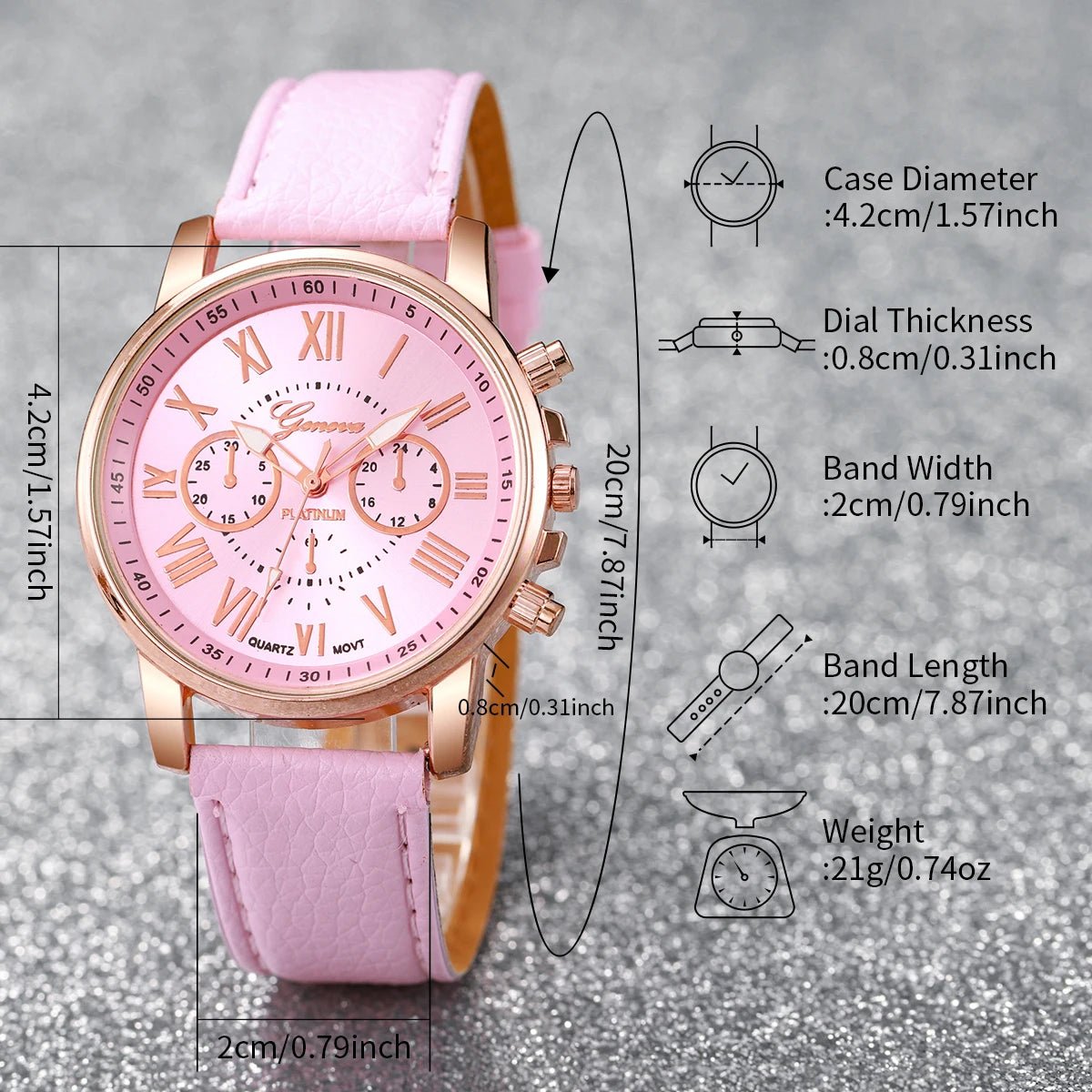 5/6PCS Fashion Women's Quartz Watch Leather Band Analog Wrist Watches Heart Rhinestone Jewelry Set(Without Box) - Cozy & Co. Market