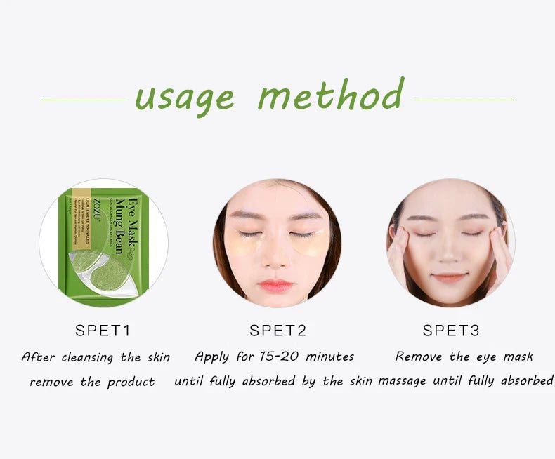 5pcs Gold Nourish Mung Bean Eye Mask Anti Dark Circles Masks Eye Patches Desalination Eye Bags Korean Skin Care Products - Cozy & Co. Market