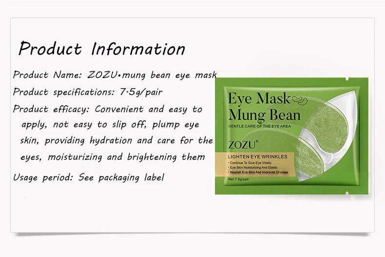 5pcs Gold Nourish Mung Bean Eye Mask Anti Dark Circles Masks Eye Patches Desalination Eye Bags Korean Skin Care Products - Cozy & Co. Market