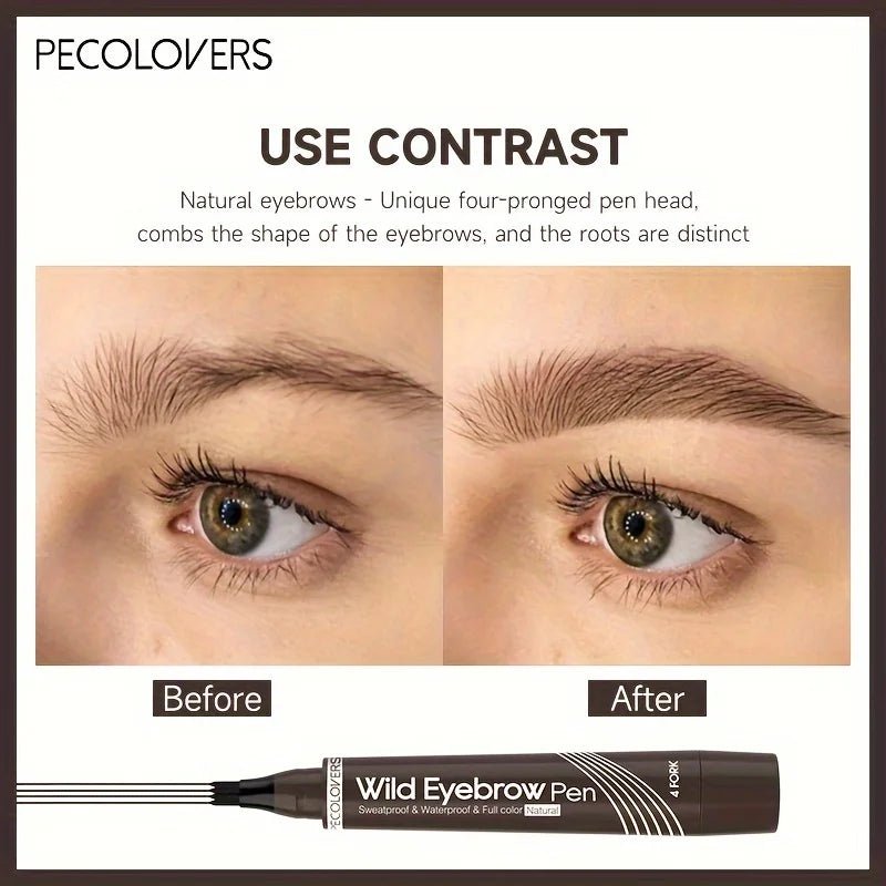 6 Colors 1pc Eyebrow Pen Waterproof 4 Split Tip Eyebrows Pen Eyebrow Tattoo Pen Waterproof Liquid Black Eyebrow Makeup Pencil - Cozy & Co. Market