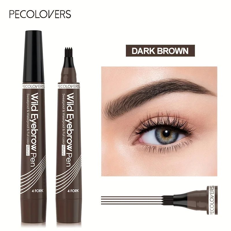 6 Colors 1pc Eyebrow Pen Waterproof 4 Split Tip Eyebrows Pen Eyebrow Tattoo Pen Waterproof Liquid Black Eyebrow Makeup Pencil - Cozy & Co. Market