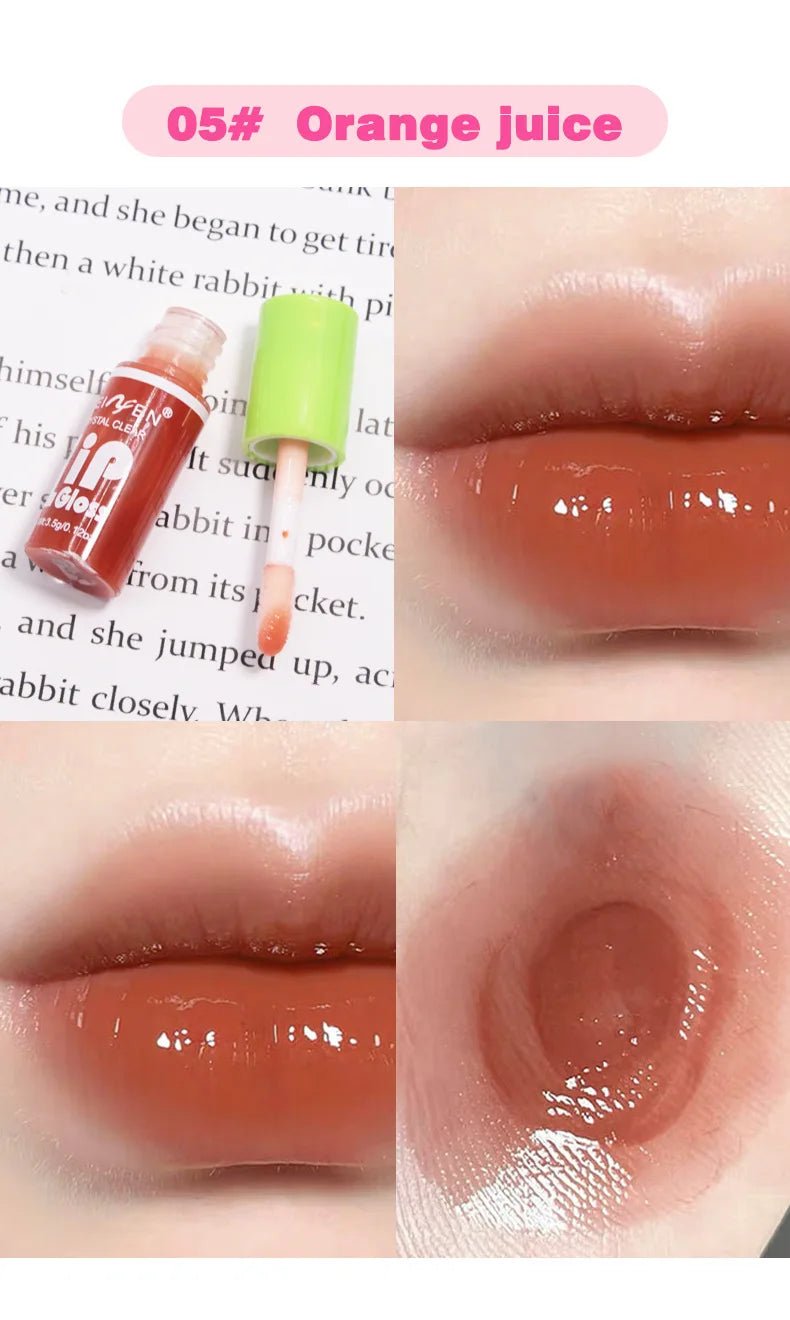 6 Pieces Glass Mirror Lip Gloss Set Hydrating Lightweight Lip Balm Glossy Shimmer Sheer Tint Peach Cherry Pink - Cozy & Co. Market