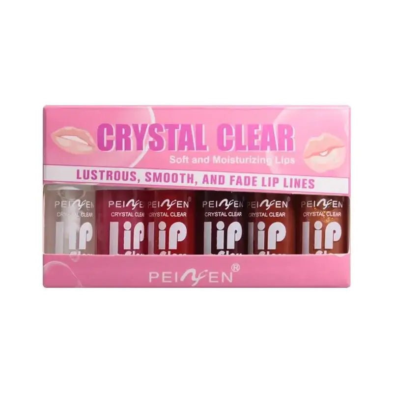 6 Pieces Glass Mirror Lip Gloss Set Hydrating Lightweight Lip Balm Glossy Shimmer Sheer Tint Peach Cherry Pink - Cozy & Co. Market
