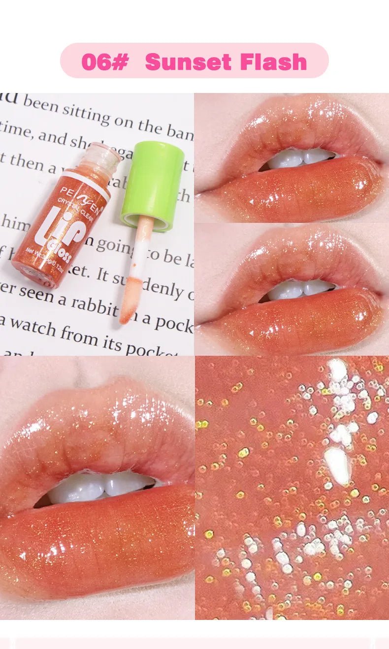6 Pieces Glass Mirror Lip Gloss Set Hydrating Lightweight Lip Balm Glossy Shimmer Sheer Tint Peach Cherry Pink - Cozy & Co. Market