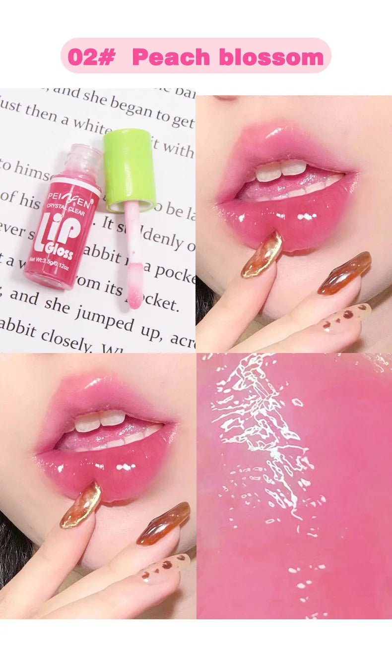 6 Pieces Glass Mirror Lip Gloss Set Hydrating Lightweight Lip Balm Glossy Shimmer Sheer Tint Peach Cherry Pink - Cozy & Co. Market