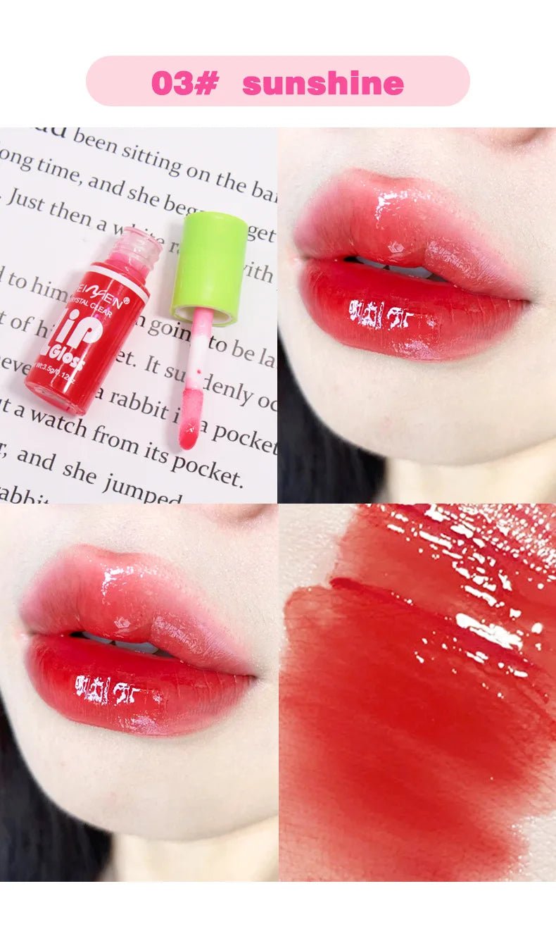 6 Pieces Glass Mirror Lip Gloss Set Hydrating Lightweight Lip Balm Glossy Shimmer Sheer Tint Peach Cherry Pink - Cozy & Co. Market