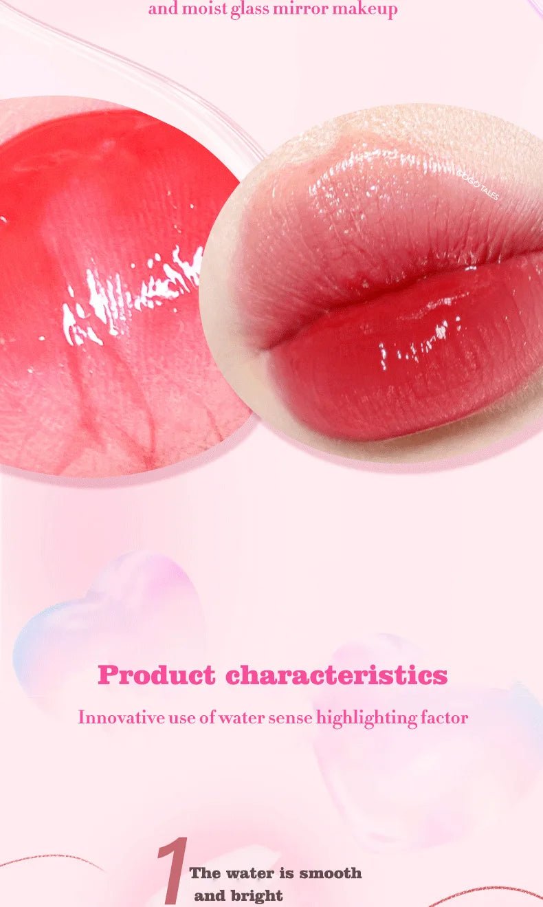 6 Pieces Glass Mirror Lip Gloss Set Hydrating Lightweight Lip Balm Glossy Shimmer Sheer Tint Peach Cherry Pink - Cozy & Co. Market