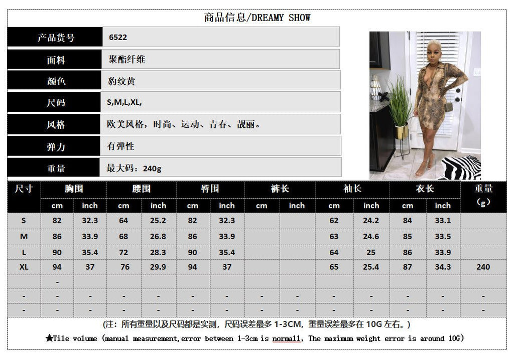 6522 Cross-border Fashion Sexy V-neck Spice Girls Women's Long Sleeve dress Autumn and Winter New Elegant Hip Dress Leopard Print - Cozy & Co. Market